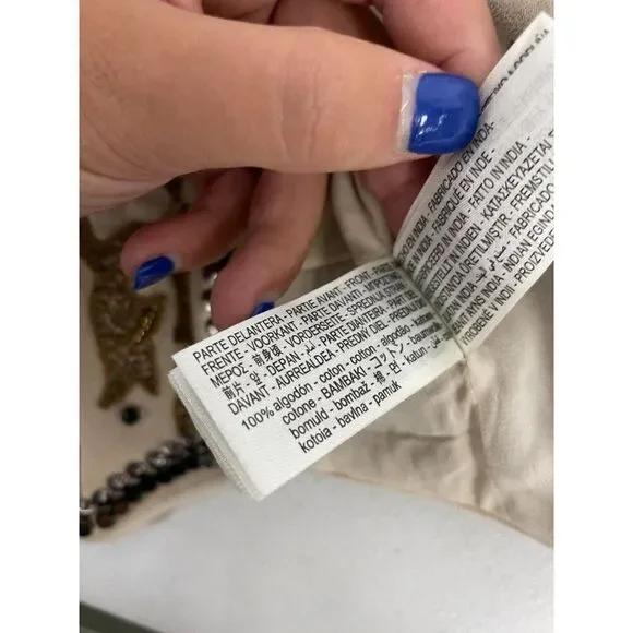 Zara Womens Vest Large S Ecru Embroidered Studded Limited Ed 7521/101 NWT - Picture 11 of 15